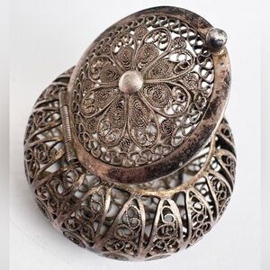 Antique Silver Filigree Miniature Box  
trinket 800 Germany
